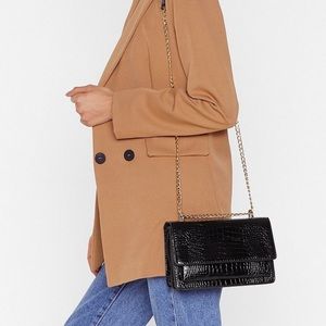 Croc calling faux feather crossbody purse